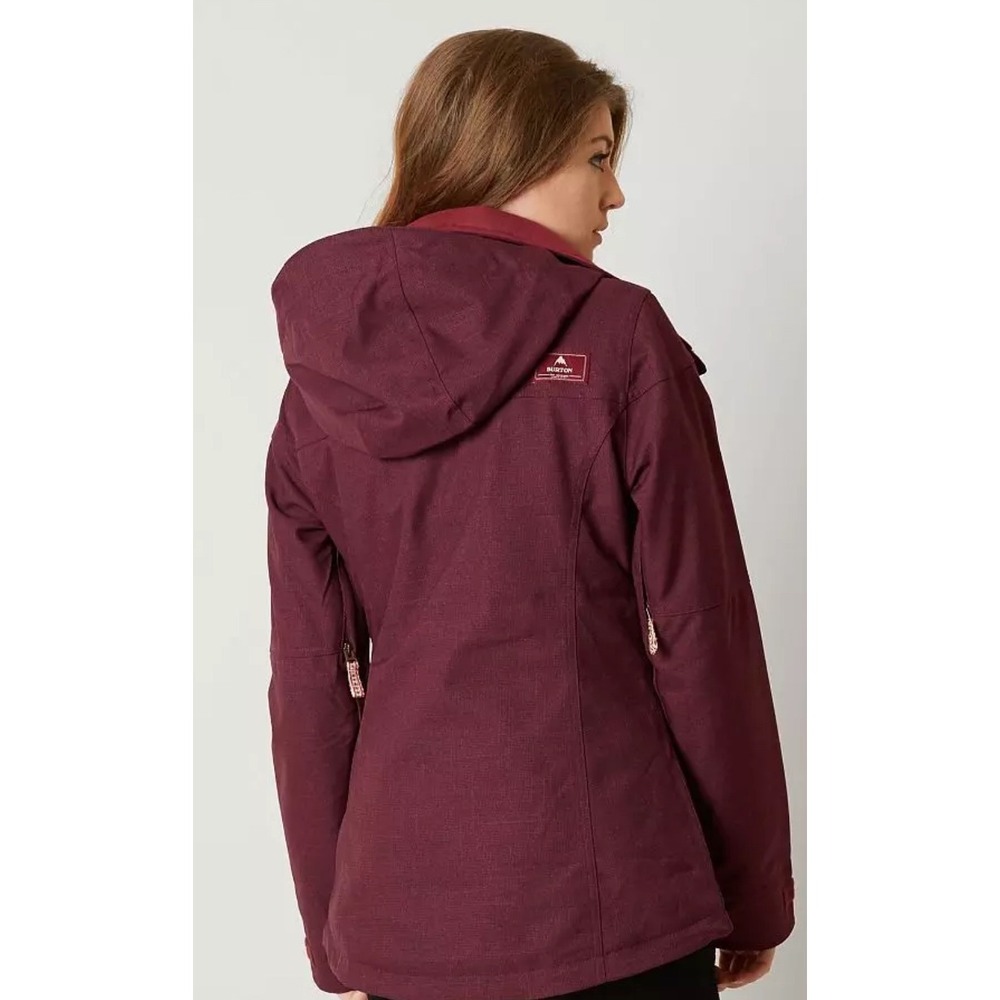 Burton Womens Snowboard Jacket Burgundy Hooded‎ Insulated Ski Coat Medium